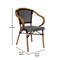 Merrick Lane Sacha Set of Four Stacking Thonet Bistro Style Chair with Arms, PE Rattan Seat, and Bamboo Metal Frame for Indoor/Outdoor Use